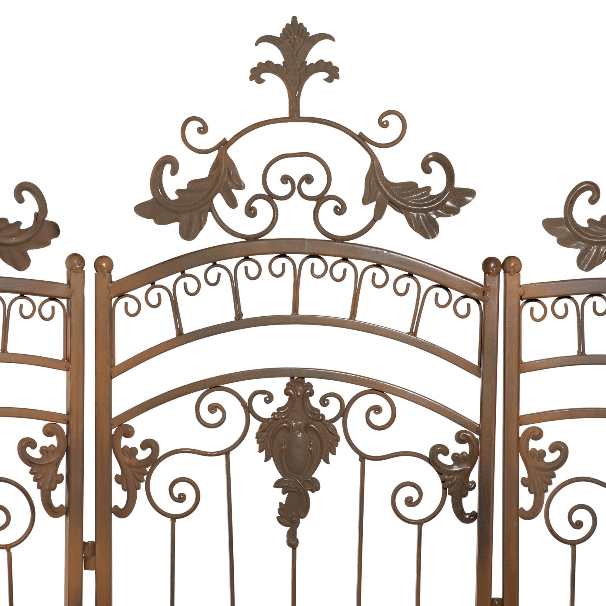 Brown Metal Eclectic Room Divider Screen, 80 " x 80 " x 1 "